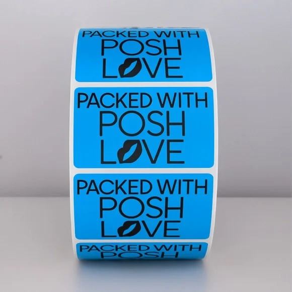 Packed With Posh Love Stickers | Purple Lips Labels for Poshmark Packaging - Picture 2 of 11